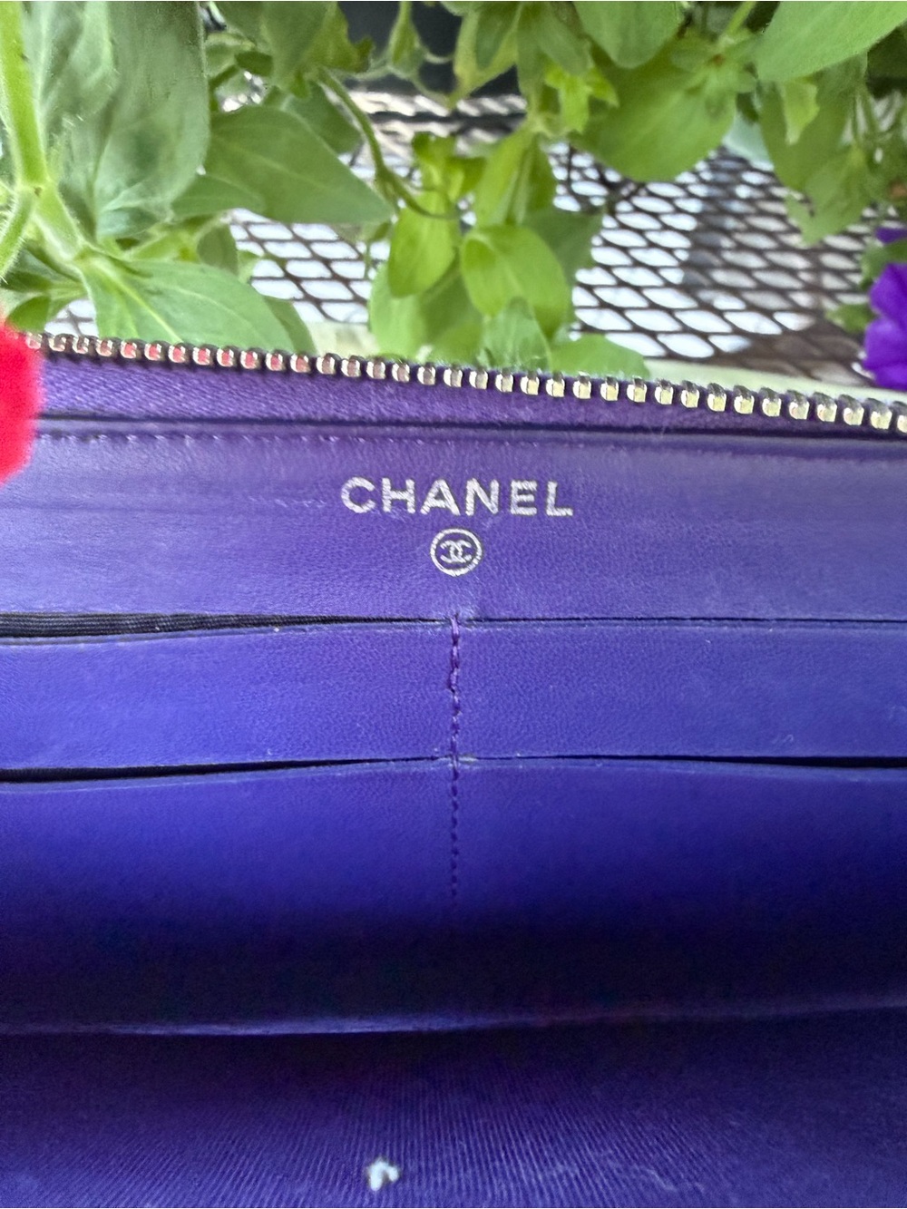 CHANEL PURPLE/PLUM LAMBSKIN QUILTED WALLET WITH COA - Picture 8 of 16